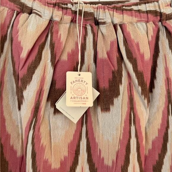 NWT Faherty Pink and Brown Buttoned Patterned Midi Skirt - Picture 4 of 8